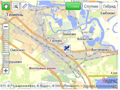 Карта терминал ТК ПЭК г. Тюмень
